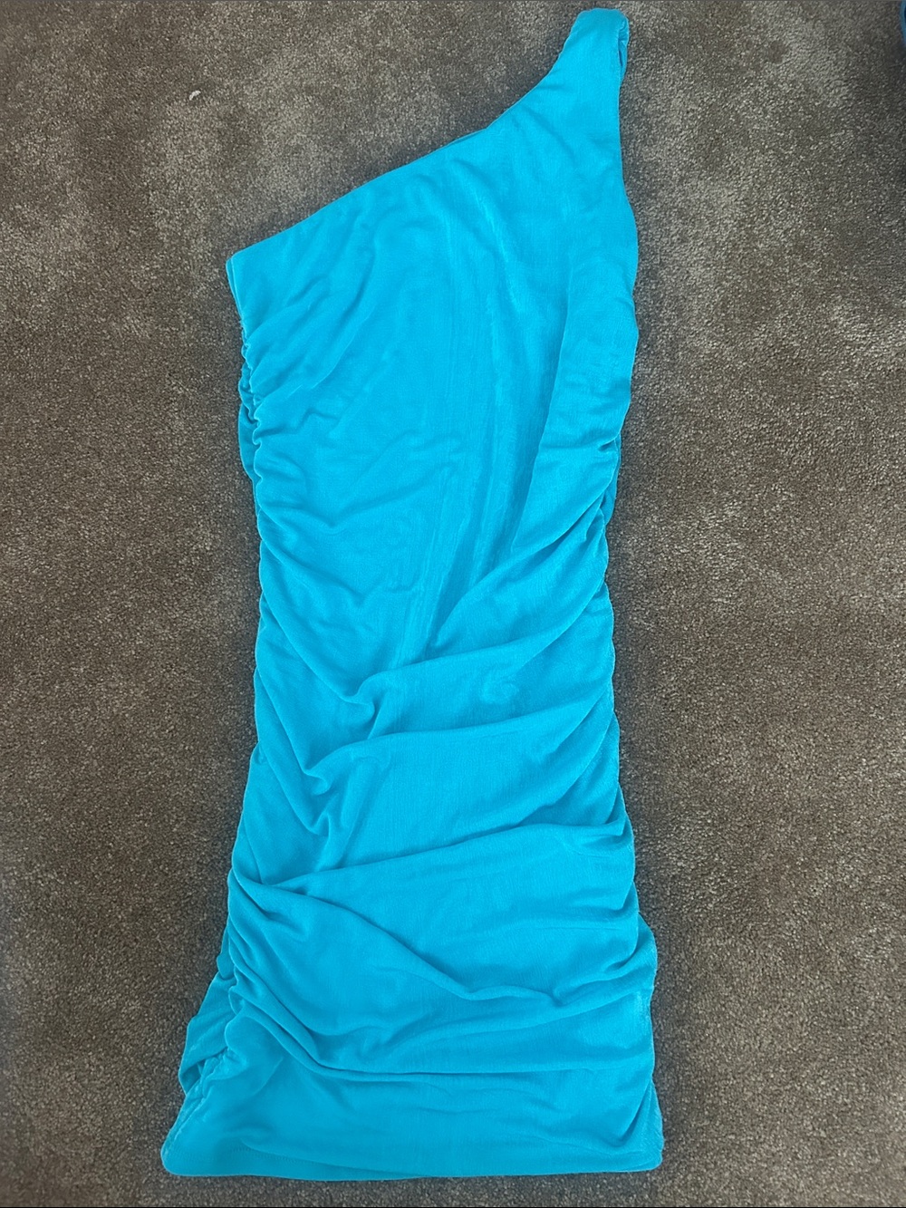Forever 21 Bright Turquoise One-Shoulder Dress